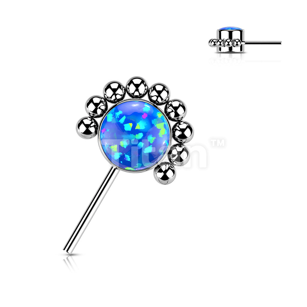 Implant Grade Titanium Threadless Push In Forward Facing Bezel Set CZ or Opal With Beaded Ball Edge - Image 7