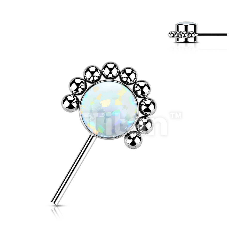 Implant Grade Titanium Threadless Push In Forward Facing Bezel Set CZ or Opal With Beaded Ball Edge - Image 8