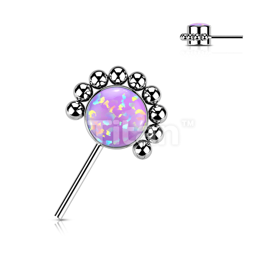 Implant Grade Titanium Threadless Push In Forward Facing Bezel Set CZ or Opal With Beaded Ball Edge - Image 9
