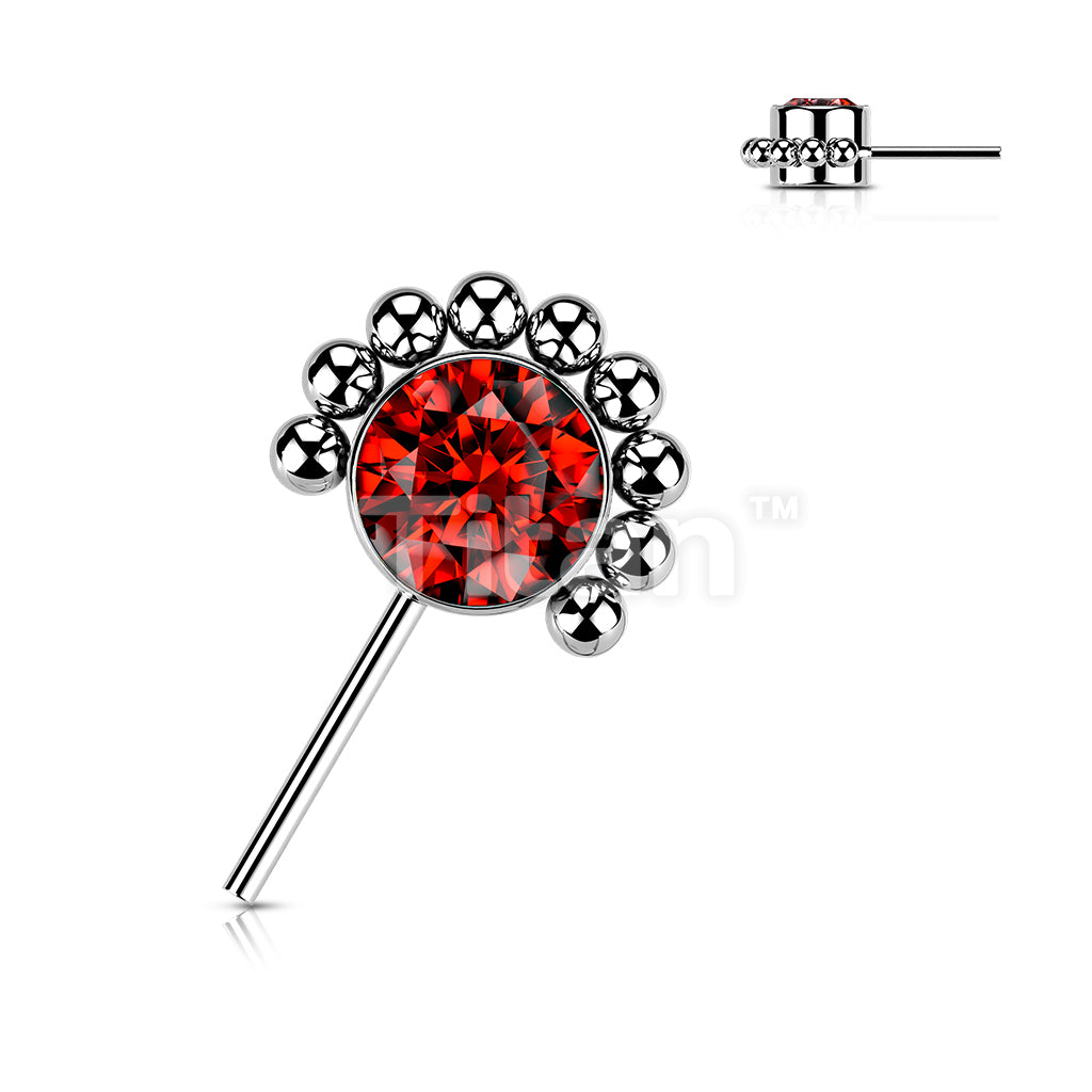 Implant Grade Titanium Threadless Push In Forward Facing Bezel Set CZ or Opal With Beaded Ball Edge - Image 6