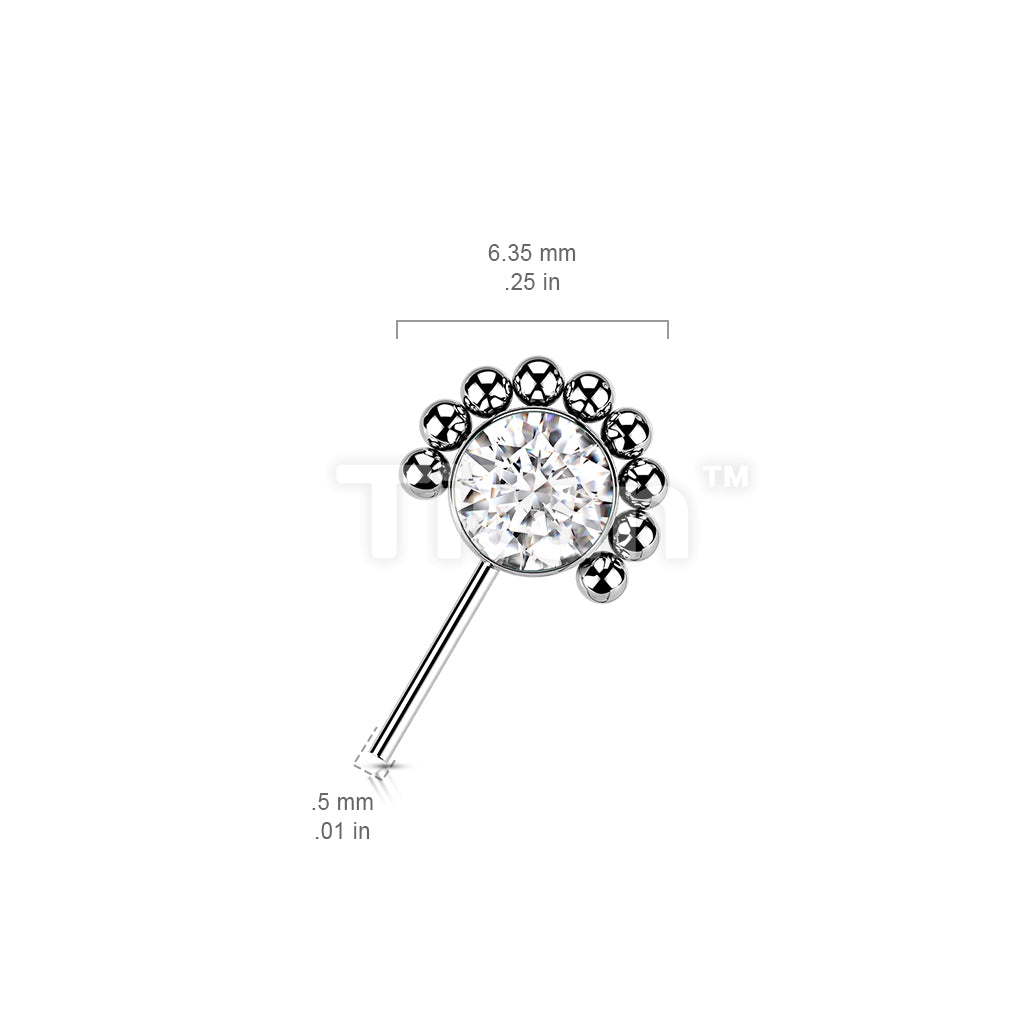 Implant Grade Titanium Threadless Push In Forward Facing Bezel Set CZ or Opal With Beaded Ball Edge - Image 10