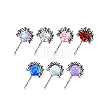 Implant Grade Titanium Threadless Push In Forward Facing Bezel Set CZ or Opal With Beaded Ball Edge - Image 11