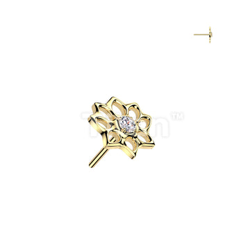 Implant Grade Titanium Threadless Push In Hollow Lotus Flower Top With CZ Center - Image 3