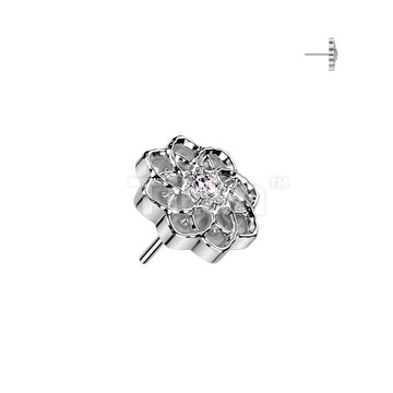Implant Grade Titanium Threadless Push In Hollow Flower Top With CZ Center - Image 2