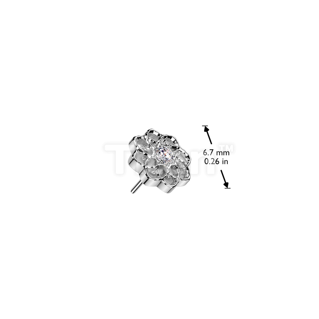 Implant Grade Titanium Threadless Push In Hollow Flower Top With CZ Center - Image 4