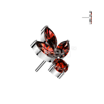Implant Grade Titanium Threadless Push In 3 Marquise CZ Leaf With Round CZ Top - Image 5