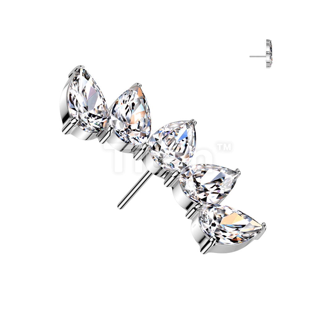 Implant Grade Titanium Threadless Push In 5 Teardrop CZ Fan Top - Image 3