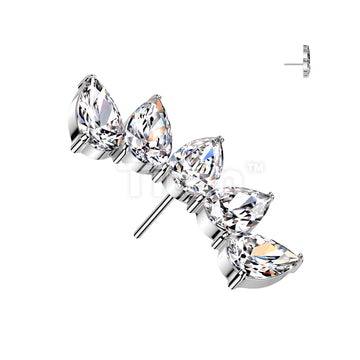 Implant Grade Titanium Threadless Push In 5 Teardrop CZ Fan Top - Image 3
