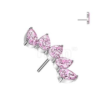 Titanium Threadless Push In 5 Pear CZ Fan Top - Image 5