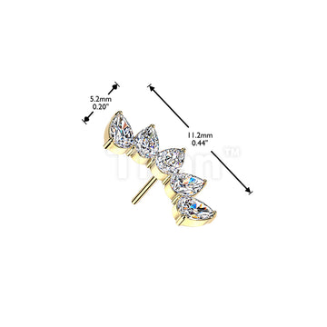 Titanium Threadless Push In 5 Pear CZ Fan Top - Image 6