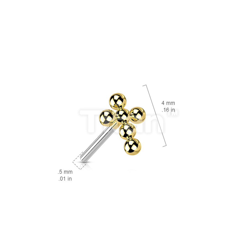Implant Grade Titanium Threadless Push In Beaded Ball Cross Top - Image 7