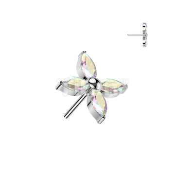 Implant Grade Titanium Threadless Push In Marquise CZ Flower Top - Image 2