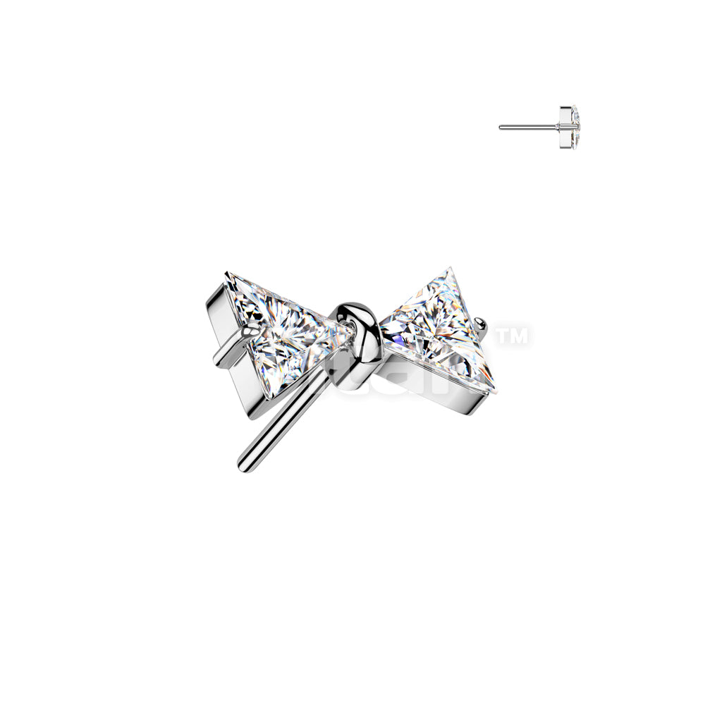 Implant Grade Titanium Threadless Push In CZ Bowtie Top - Image 2