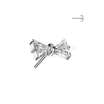 Implant Grade Titanium Threadless Push In CZ Bowtie Top - Image 2