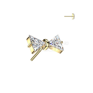 Implant Grade Titanium Threadless Push In CZ Bowtie Top - Image 3