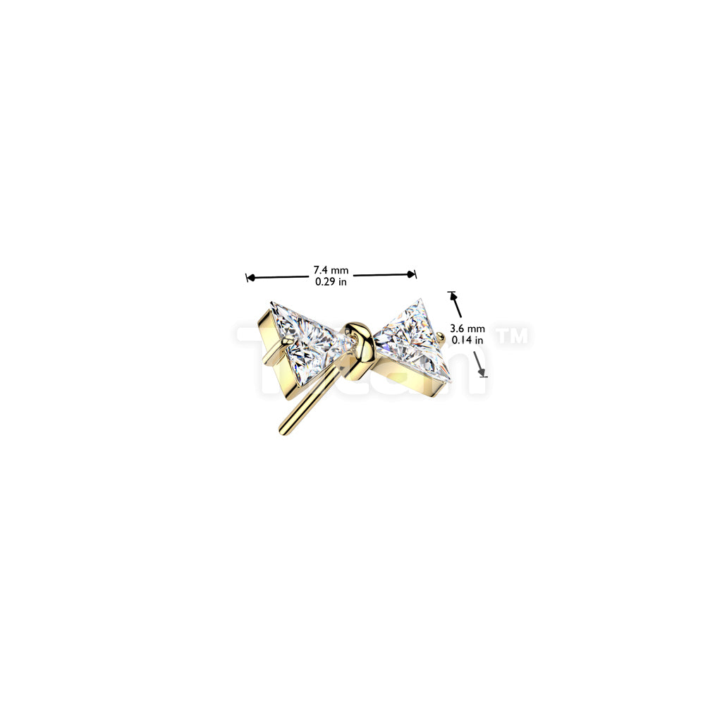 Implant Grade Titanium Threadless Push In CZ Bowtie Top - Image 4