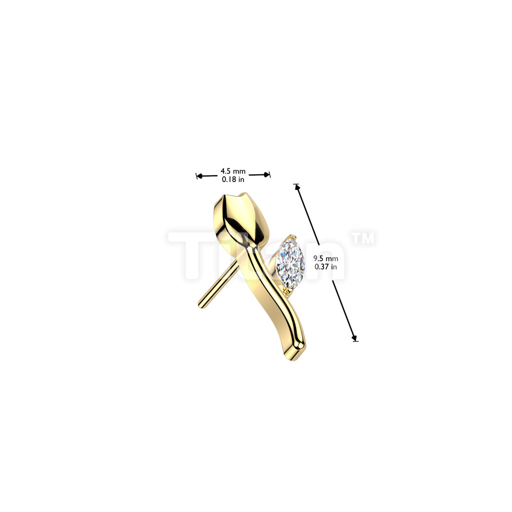 Implant Grade Titanium Threadless Tulip Top With CZ Leaf - Image 4