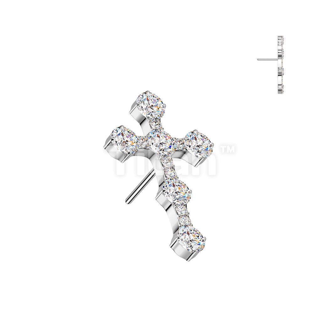 Implant Grade Titanium Threadless Push In Cross Top With CNC Pave CZ - Image 2