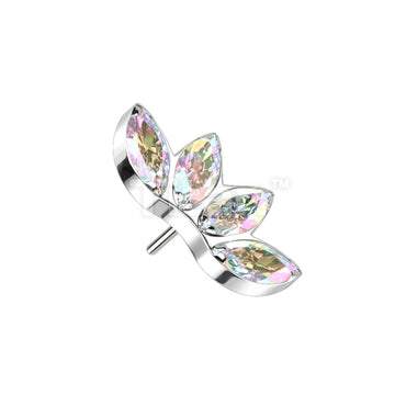 Implant Grade Titanium Threadless Push In 4 Marquise CZ Fan Top - Image 2