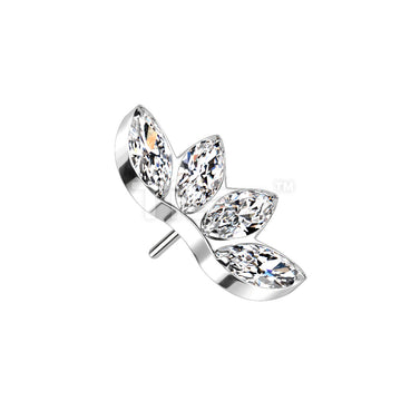 Implant Grade Titanium Threadless Push In 4 Marquise CZ Fan Top - Image 3