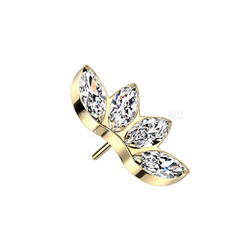 Implant Grade Titanium Threadless Push In 4 Marquise CZ Fan Top - Image 4