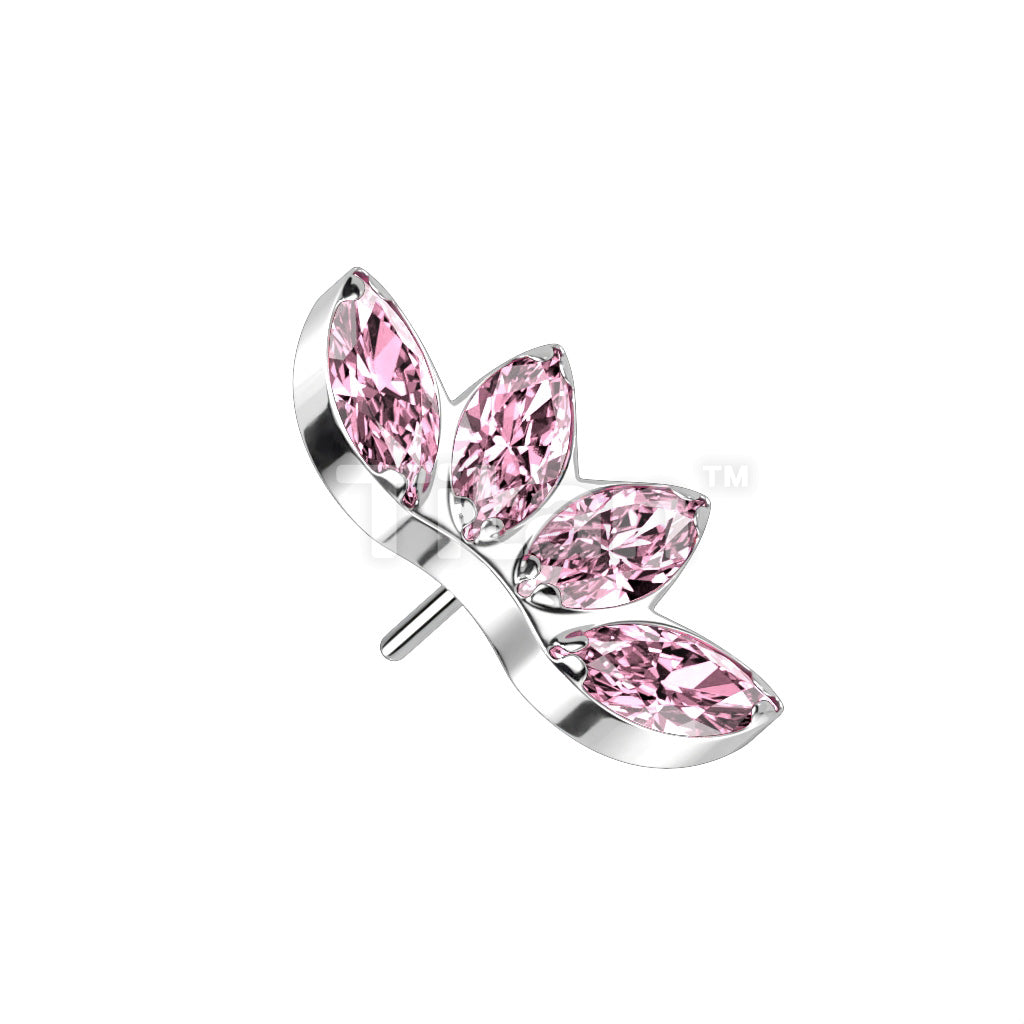 Implant Grade Titanium Threadless Push In 4 Marquise CZ Fan Top - Image 5