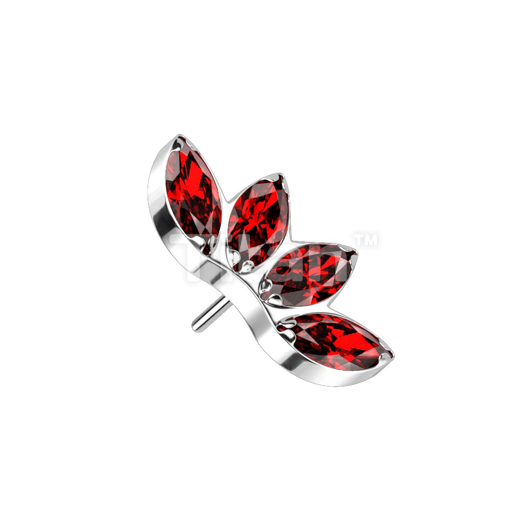 Implant Grade Titanium Threadless Push In 4 Marquise CZ Fan Top - Image 6