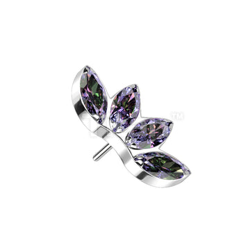 Implant Grade Titanium Threadless Push In 4 Marquise CZ Fan Top - Image 8