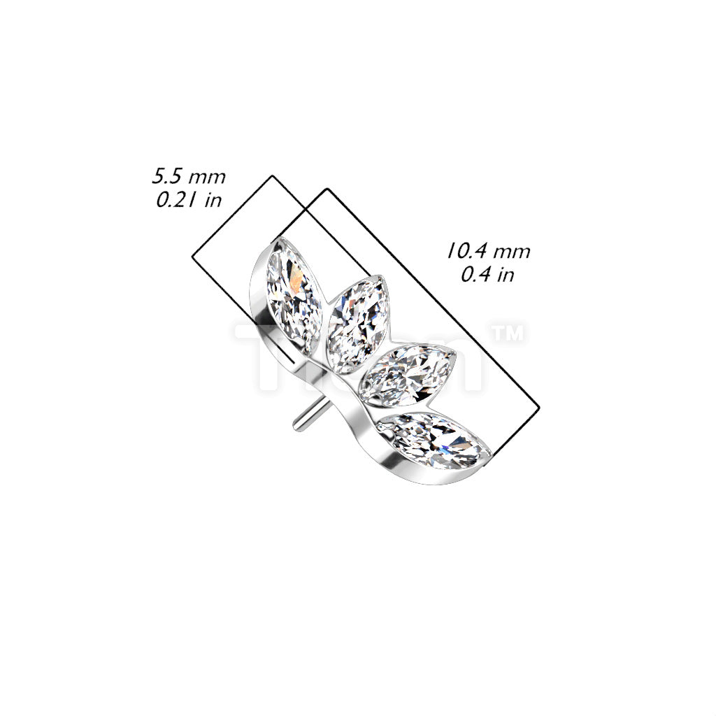 Implant Grade Titanium Threadless Push In 4 Marquise CZ Fan Top - Image 9