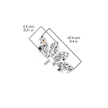 Implant Grade Titanium Threadless Push In 4 Marquise CZ Fan Top - Image 9