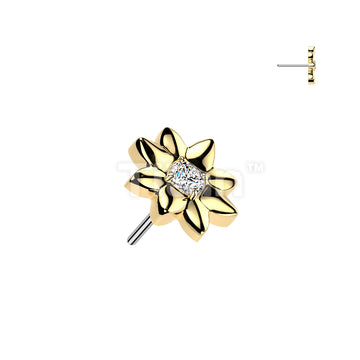 Titanium Threadless Push In Flower With CZ Center Top - Image 3