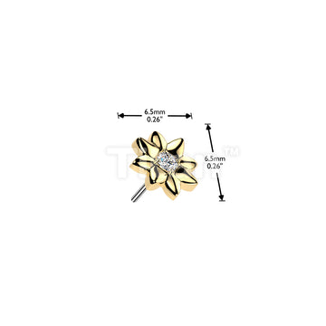 Titanium Threadless Push In Flower With CZ Center Top - Image 4