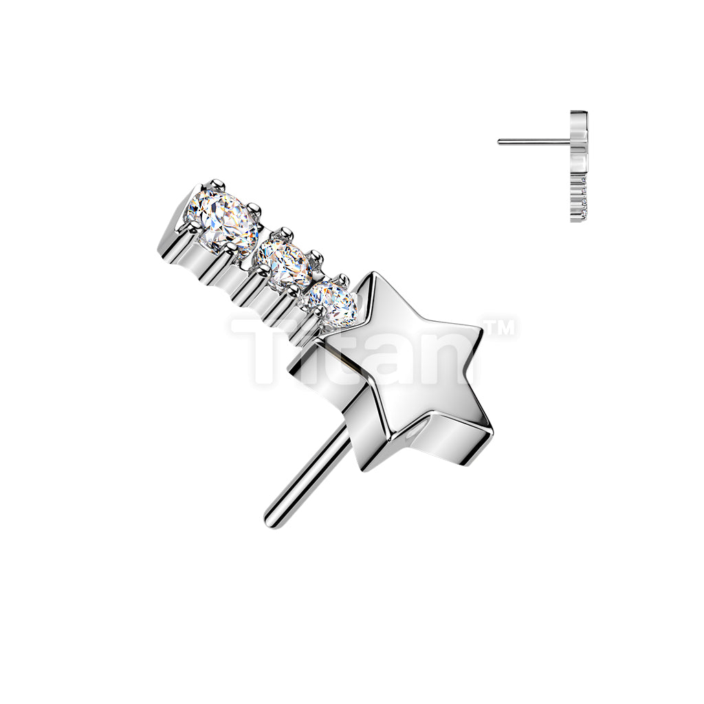 Titanium Threadless Push In CZ Shooting Star Top - Image 2