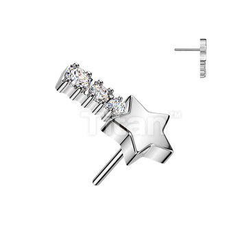 Titanium Threadless Push In CZ Shooting Star Top - Image 2