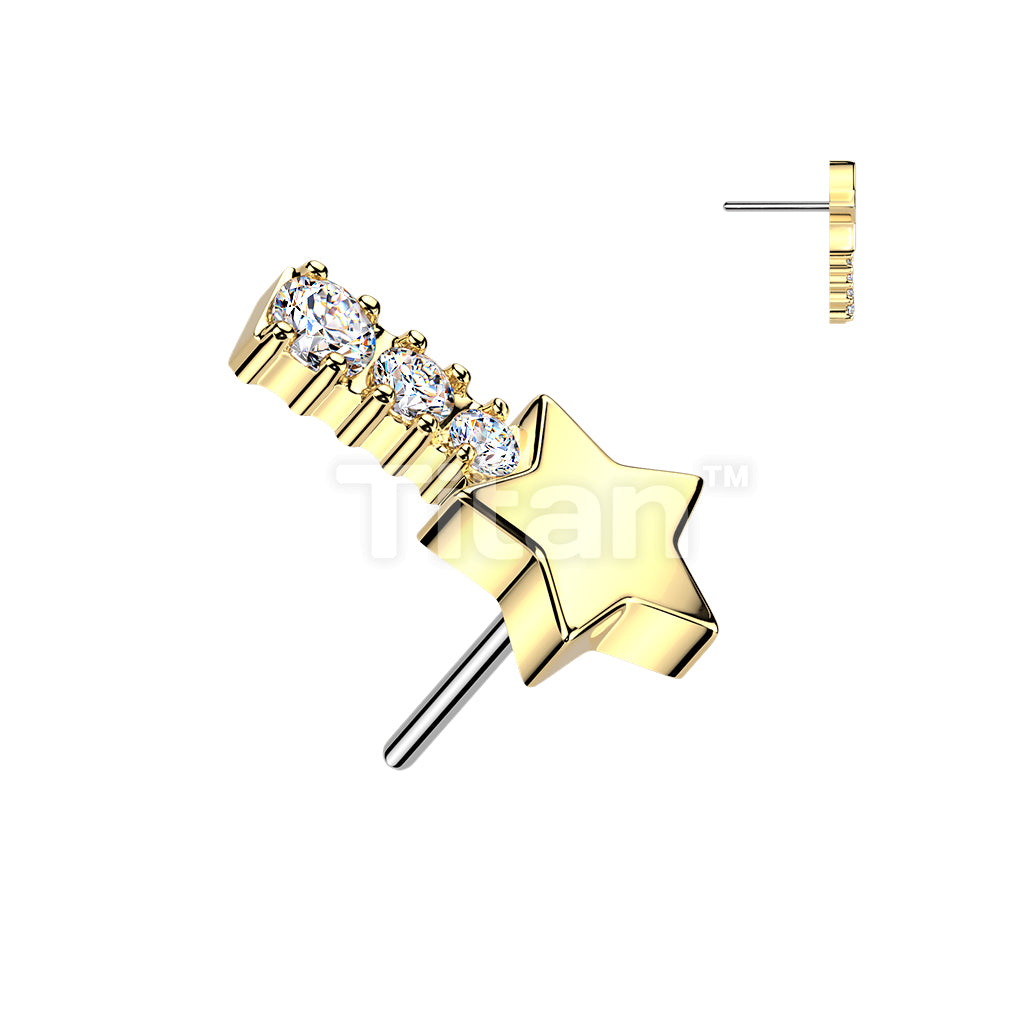 Titanium Threadless Push In CZ Shooting Star Top - Image 3