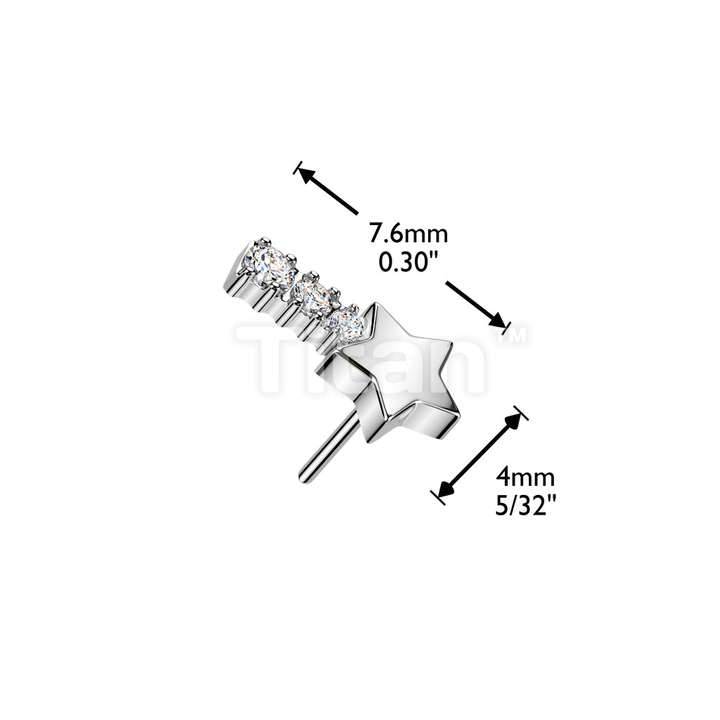 Titanium Threadless Push In CZ Shooting Star Top - Image 4