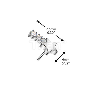 Titanium Threadless Push In CZ Shooting Star Top - Image 4