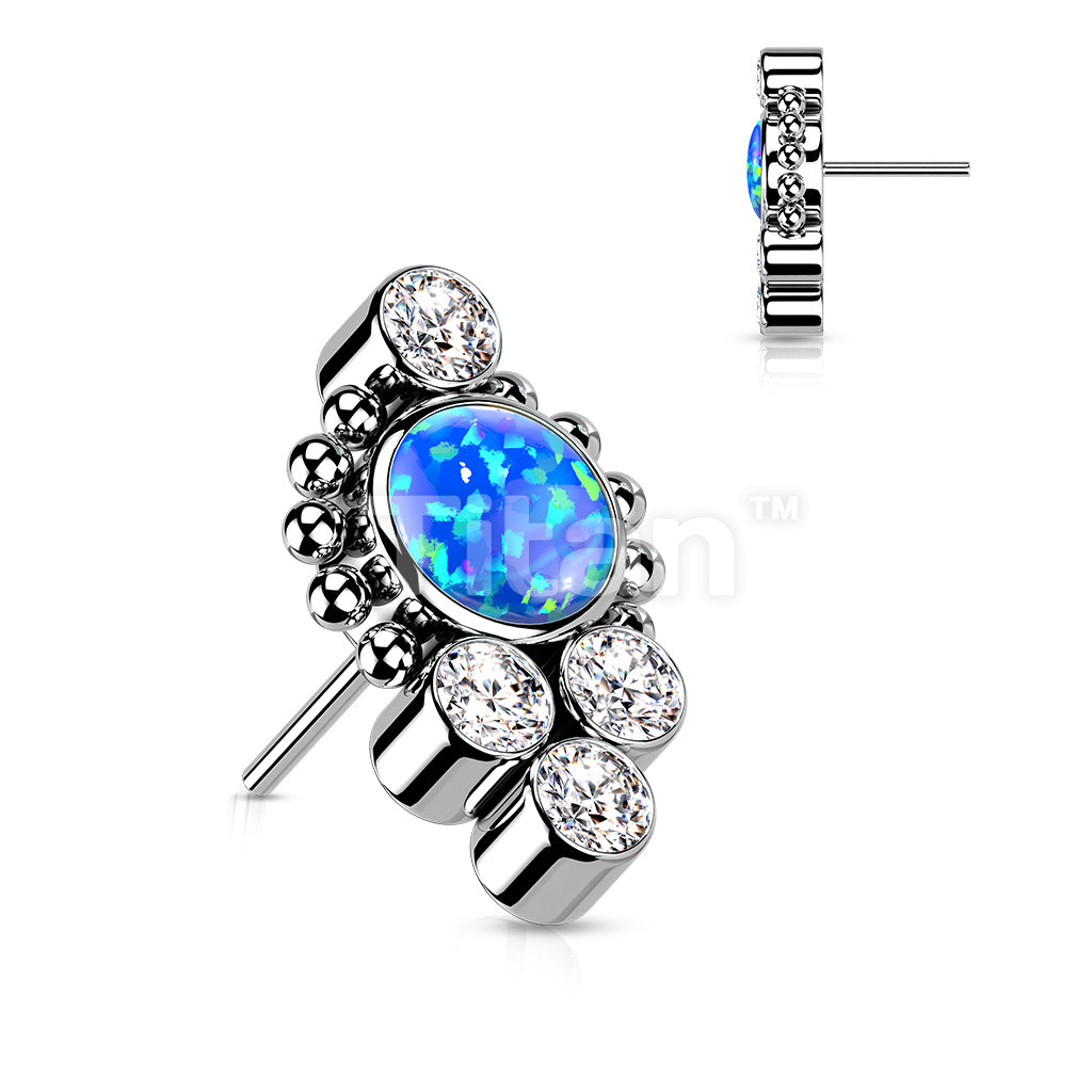 Implant Grade Titanium Threadless Push In Bezel Set CZ or Opal Center... - Image 3