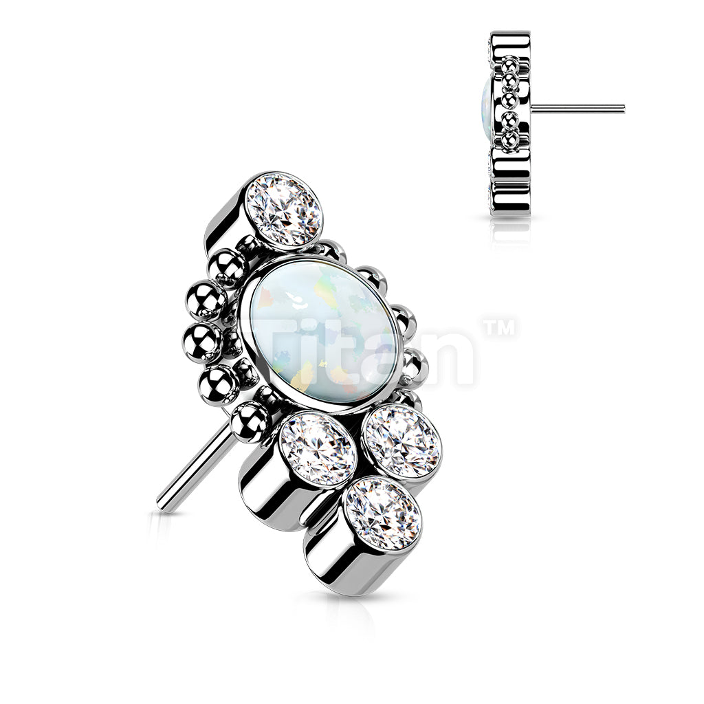 Implant Grade Titanium Threadless Push In Bezel Set CZ or Opal Center... - Image 4