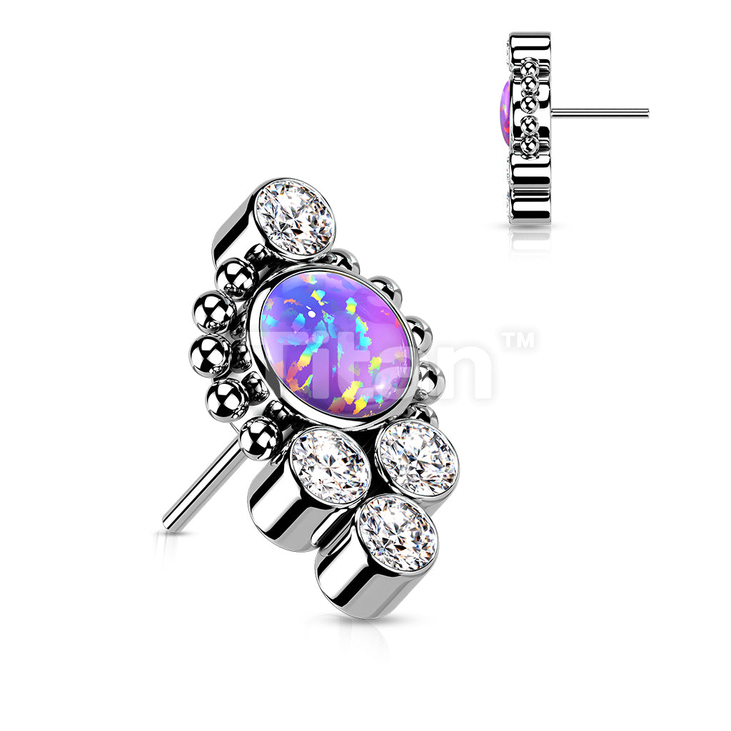 Implant Grade Titanium Threadless Push In Bezel Set CZ or Opal Center... - Image 5
