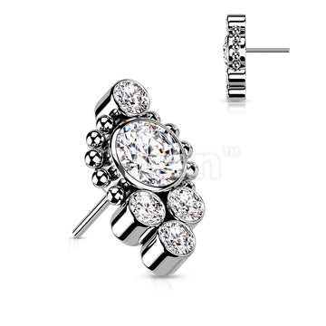 Implant Grade Titanium Threadless Push In Bezel Set CZ or Opal Center... - Image 6