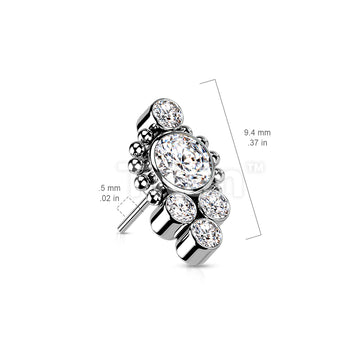 Implant Grade Titanium Threadless Push In Bezel Set CZ or Opal Center Cluster With Beaded Ball Center Edge - Image 7