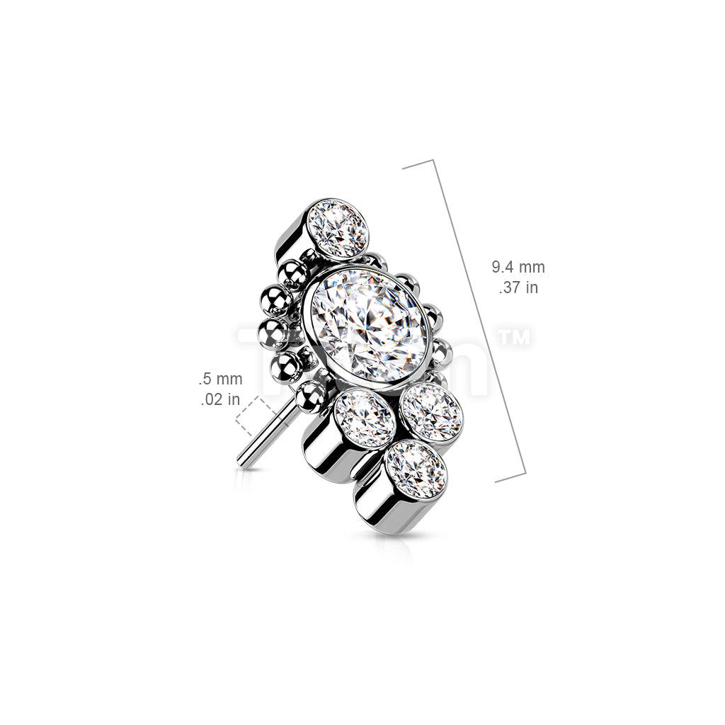 Implant Grade Titanium Threadless Push In Bezel Set CZ or Opal Center... - Image 7