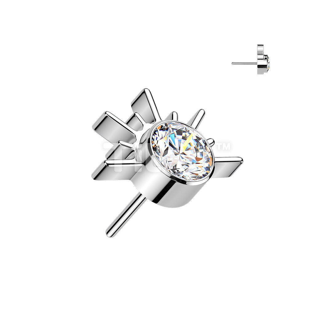 Titanium Threadless Push In Sunrise With CZ or Opal Center Top - Image 2