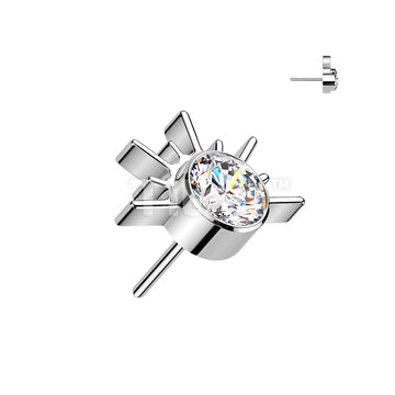 Titanium Threadless Push In Sunrise With CZ or Opal Center Top - Image 2