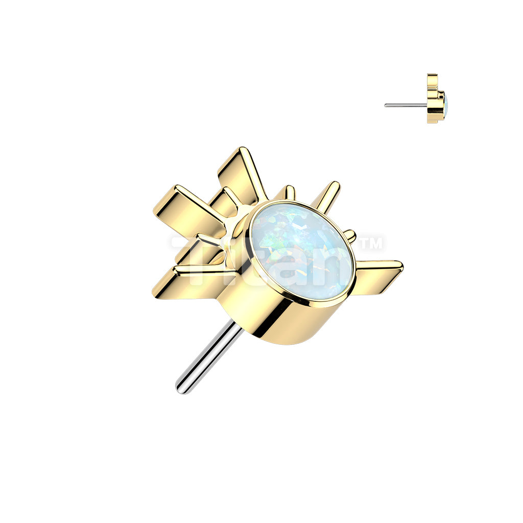 Titanium Threadless Push In Sunrise With CZ or Opal Center Top - Image 3
