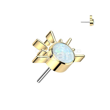 Titanium Threadless Push In Sunrise With CZ or Opal Center Top - Image 3