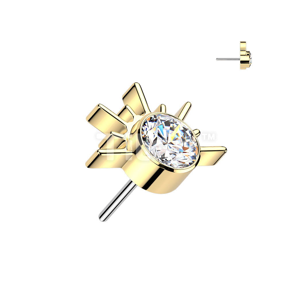 Titanium Threadless Push In Sunrise With CZ or Opal Center Top - Image 4