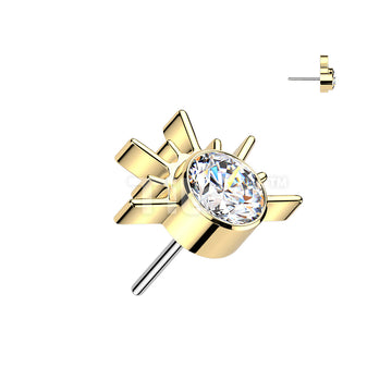 Titanium Threadless Push In Sunrise With CZ or Opal Center Top - Image 4