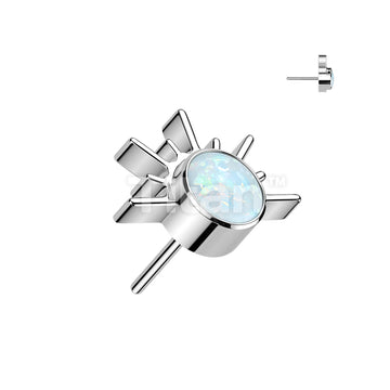 Titanium Threadless Push In Sunrise With CZ or Opal Center Top - Image 5